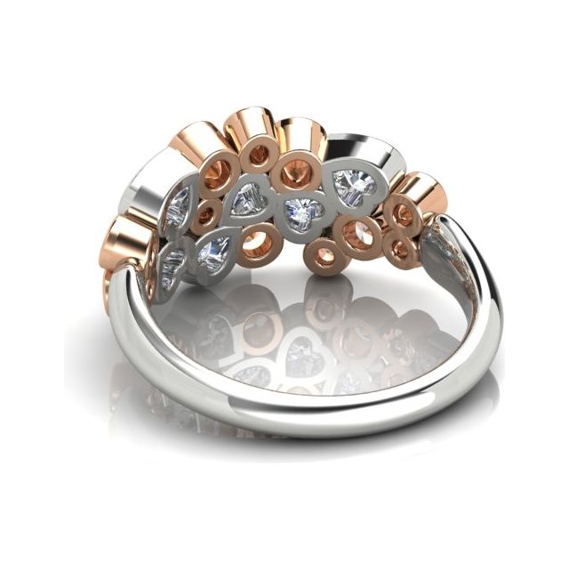 18ct White & Rose Gold Cognac & White Diamond Dress Ring