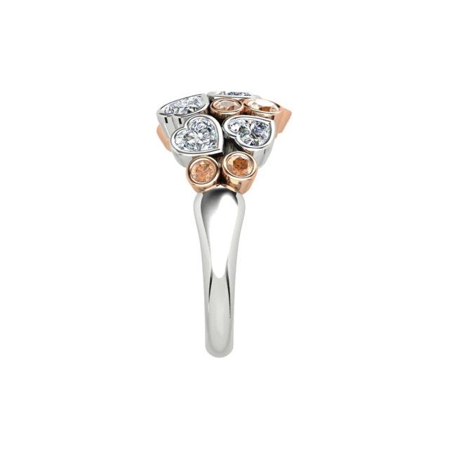 18ct White & Rose Gold Cognac & White Diamond Dress Ring