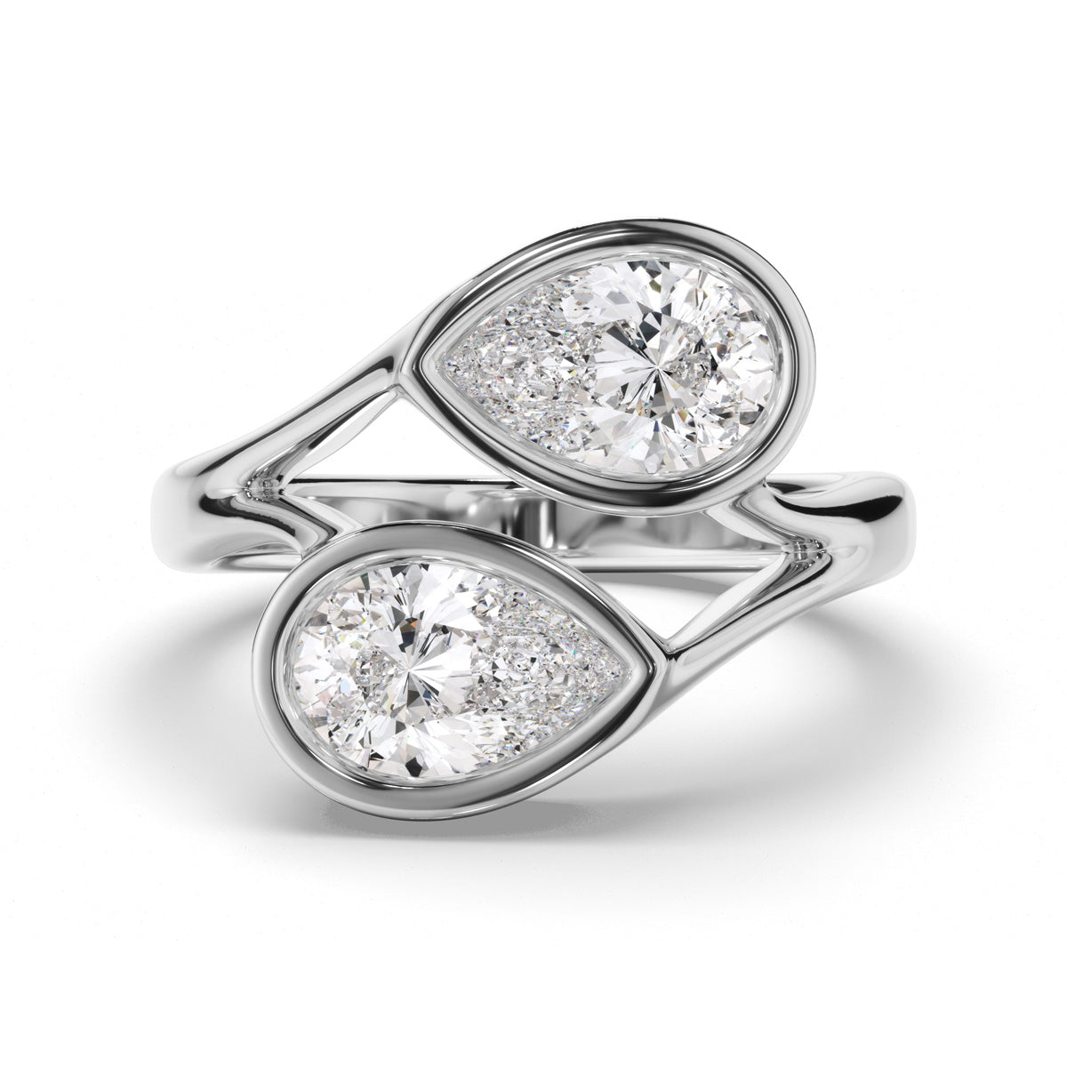 Pear Cut Toi et Moi Diamond Engagement Ring