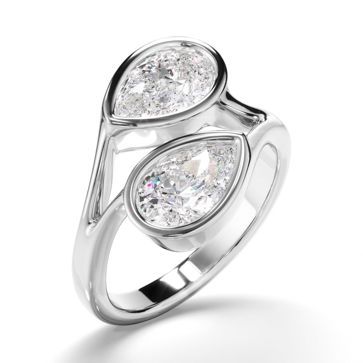 Pear Cut Toi et Moi Diamond Engagement Ring
