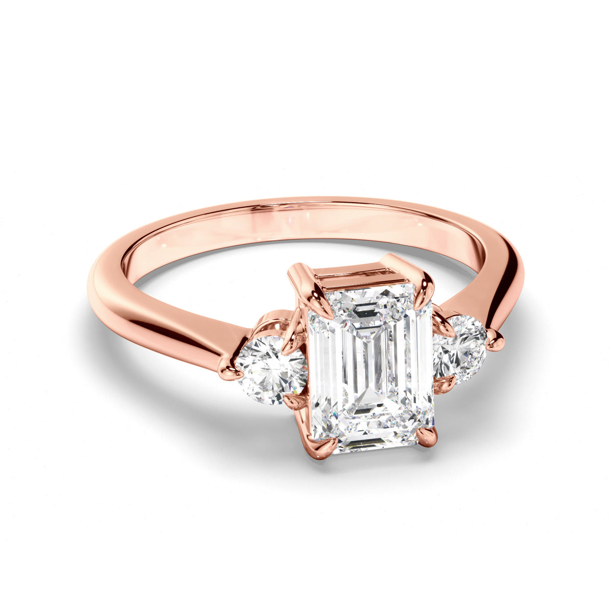 Oval Cut Diamond Trilogy Engagement Ring with Pear Sides