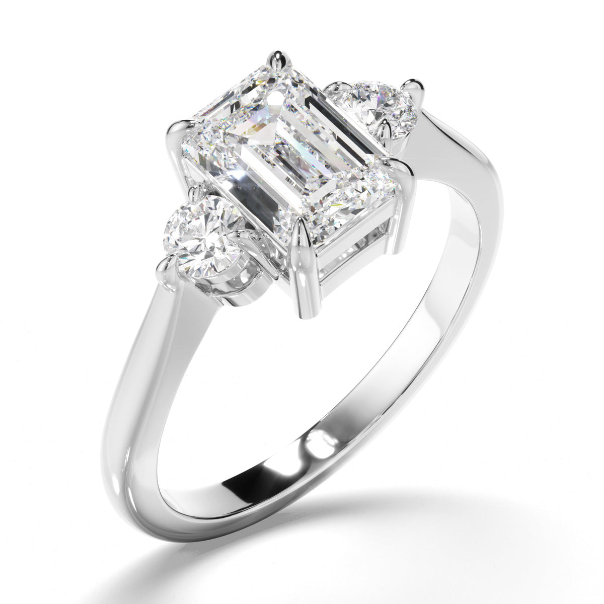 Oval Cut Diamond Trilogy Engagement Ring with Pear Sides