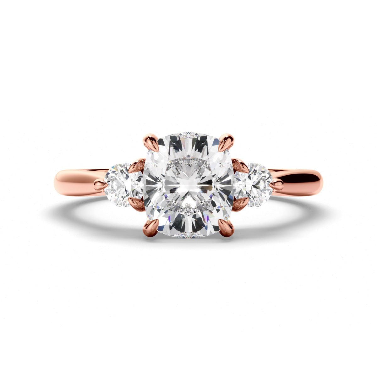 Oval Cut Diamond Trilogy Engagement Ring with Pear Sides
