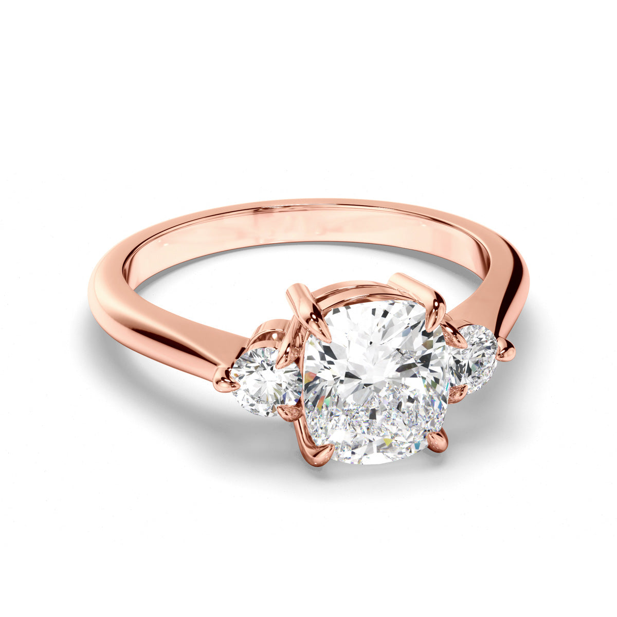 Oval Cut Diamond Trilogy Engagement Ring with Pear Sides