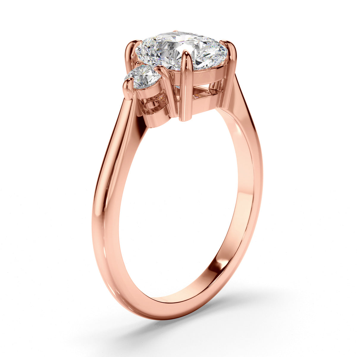 Oval Cut Diamond Trilogy Engagement Ring with Pear Sides