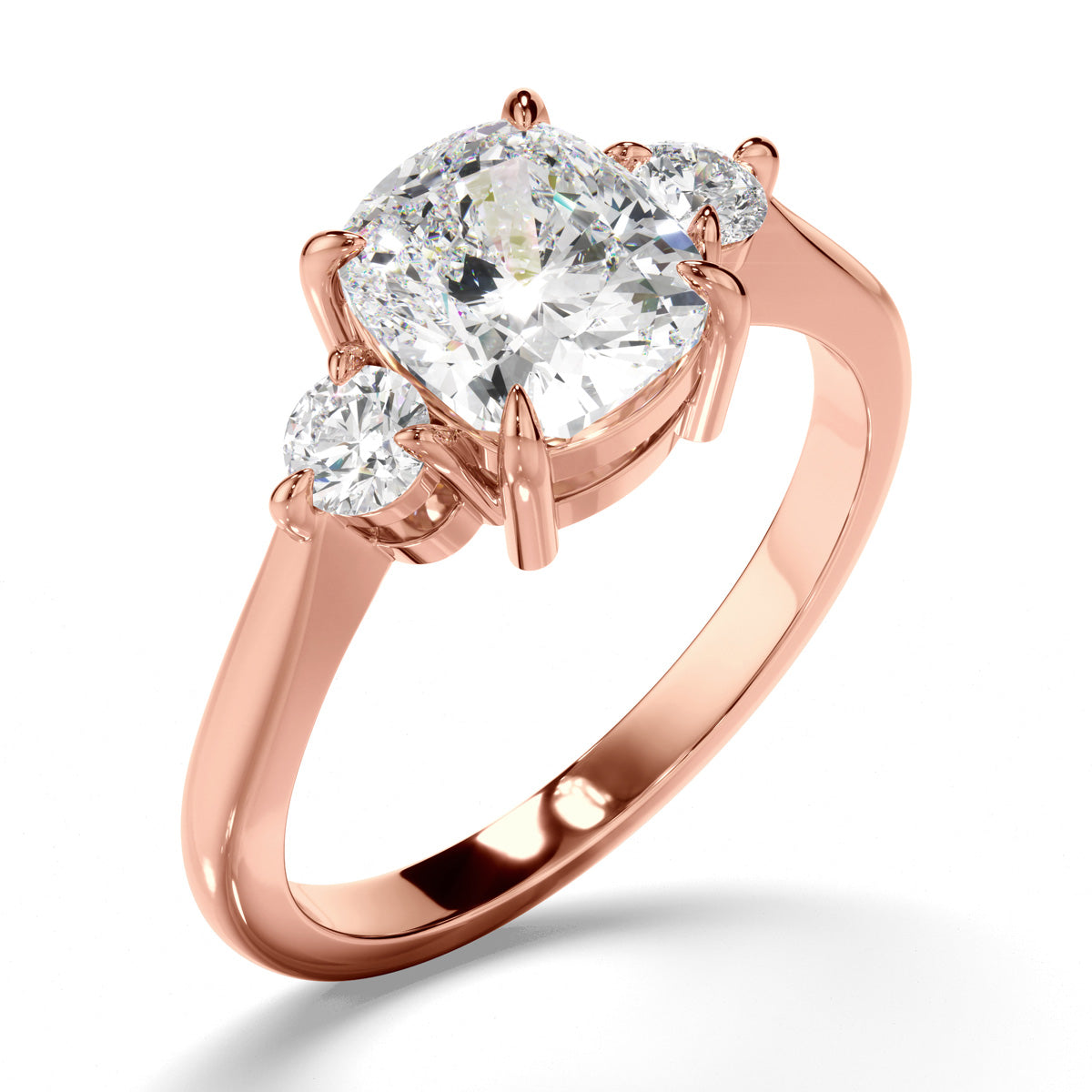 Oval Cut Diamond Trilogy Engagement Ring with Pear Sides