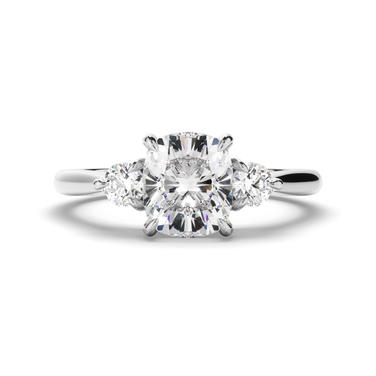 Oval Cut Diamond Trilogy Engagement Ring with Pear Sides