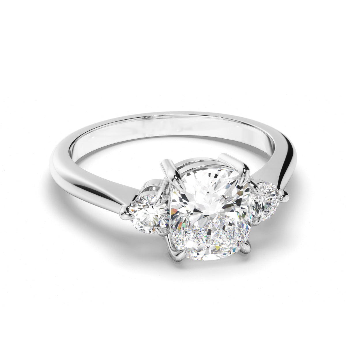 Oval Cut Diamond Trilogy Engagement Ring with Pear Sides