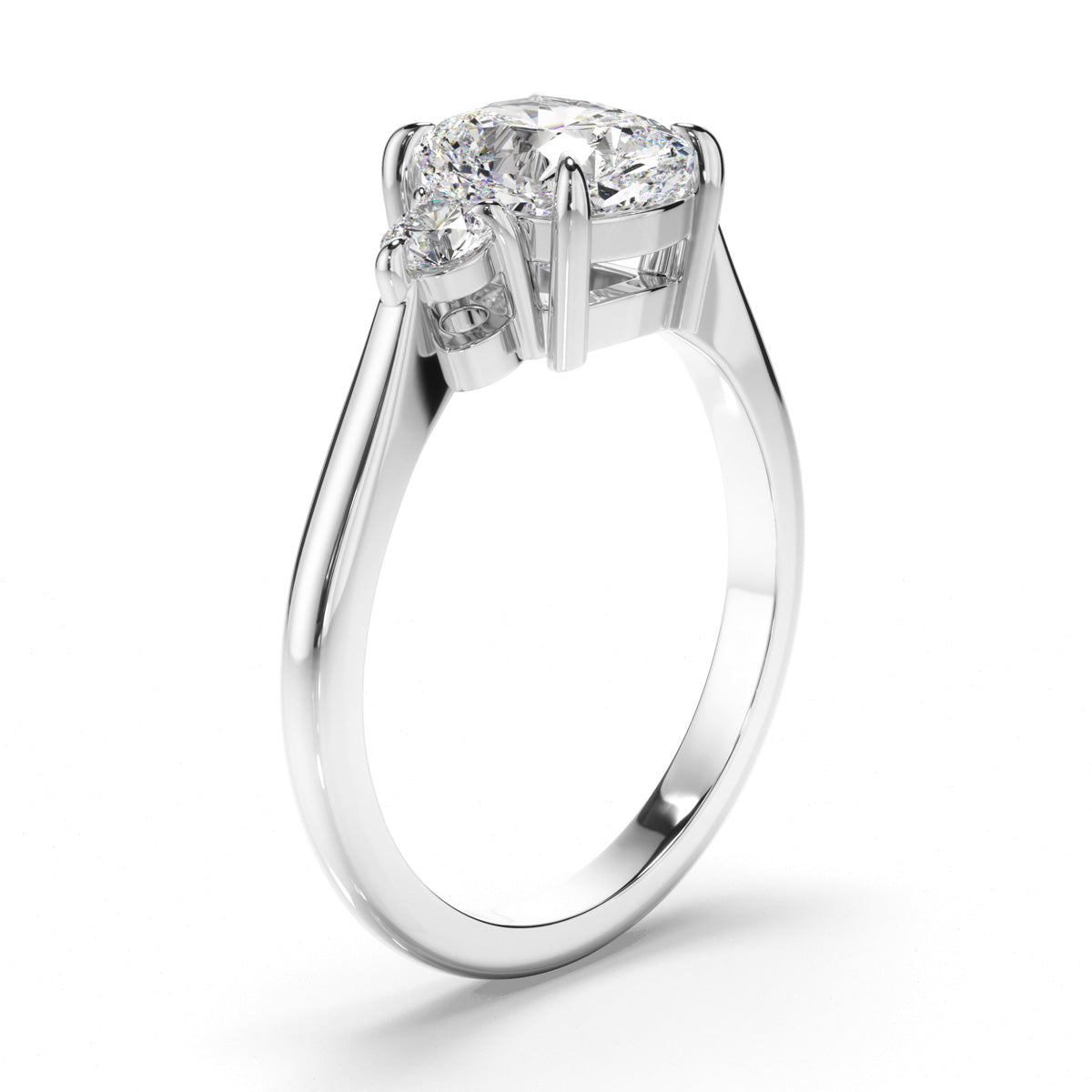 Oval Cut Diamond Trilogy Engagement Ring with Pear Sides