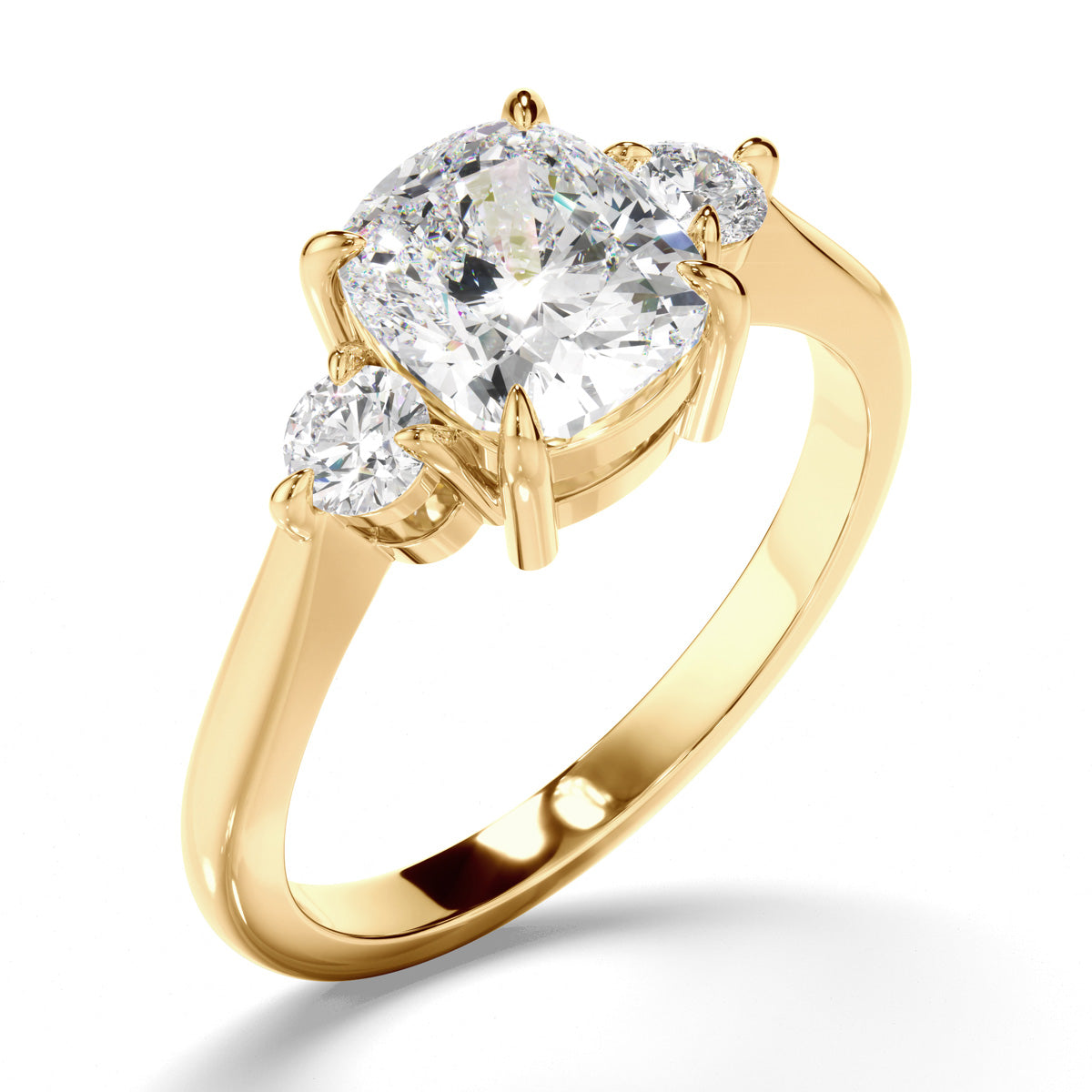 Oval Cut Diamond Trilogy Engagement Ring with Pear Sides