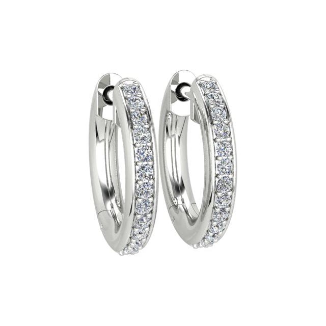 18ct White Gold Diamond Set Huggie Earrings