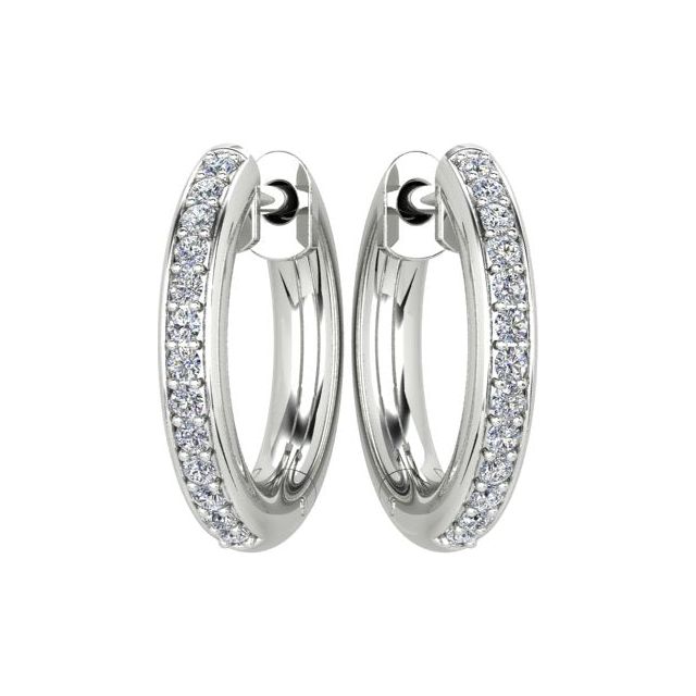 18ct White Gold Diamond Set Huggie Earrings