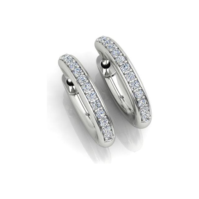 18ct White Gold Diamond Set Huggie Earrings