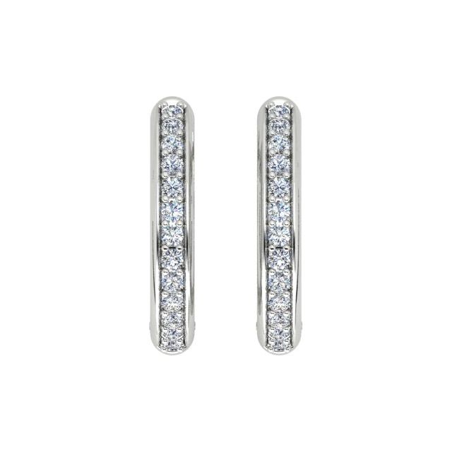 18ct White Gold Diamond Set Huggie Earrings