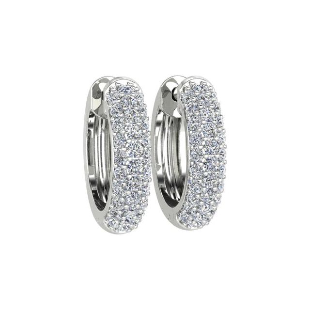 18ct White Gold Pavé Set Diamond Round Huggie Earrings