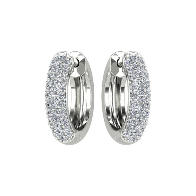 18ct White Gold Pavé Set Diamond Round Huggie Earrings