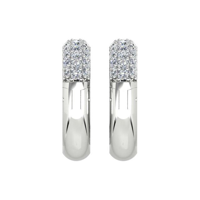 18ct White Gold Pavé Set Diamond Round Huggie Earrings