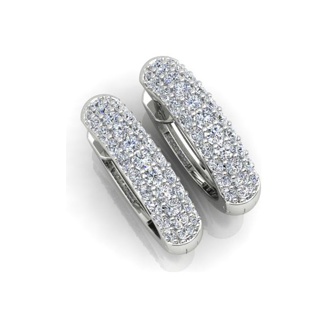 18ct White Gold Pavé Set Diamond Round Huggie Earrings