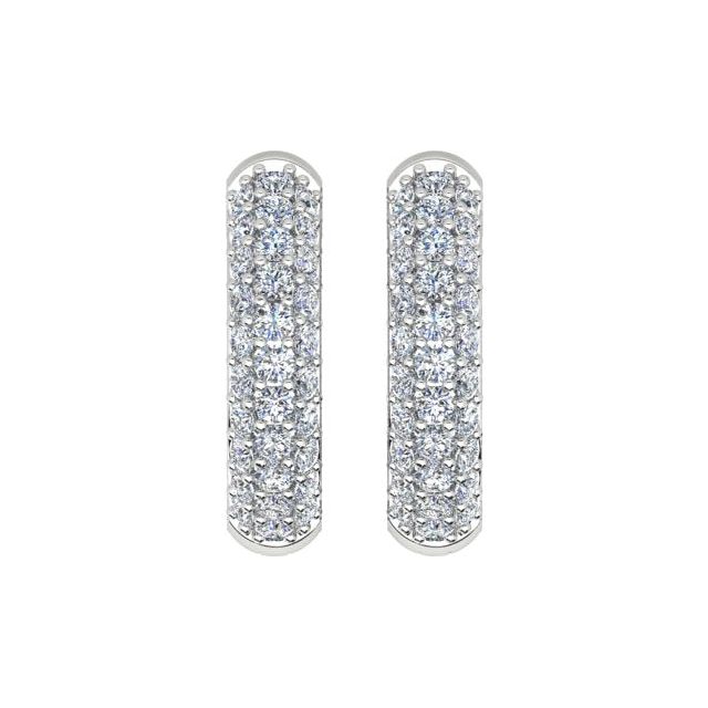 18ct White Gold Pavé Set Diamond Round Huggie Earrings