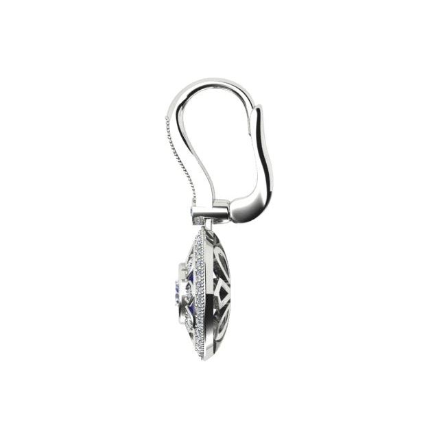 18ct White Gold 1.33ct Diamond & Blue Enamel Drop Earrings