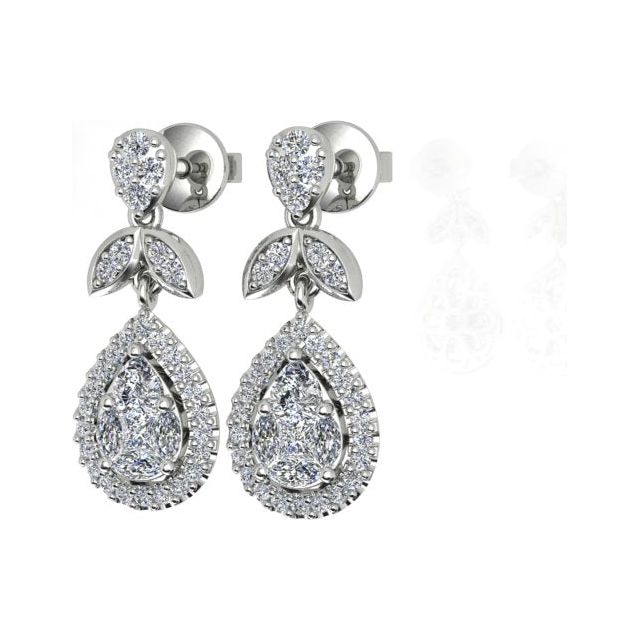 18ct White Gold 1.00ct Diamond-Set Drop Earrings
