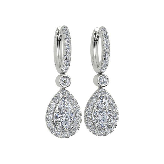 18ct White Gold 1.51ct Diamond-Set Drop Earrings