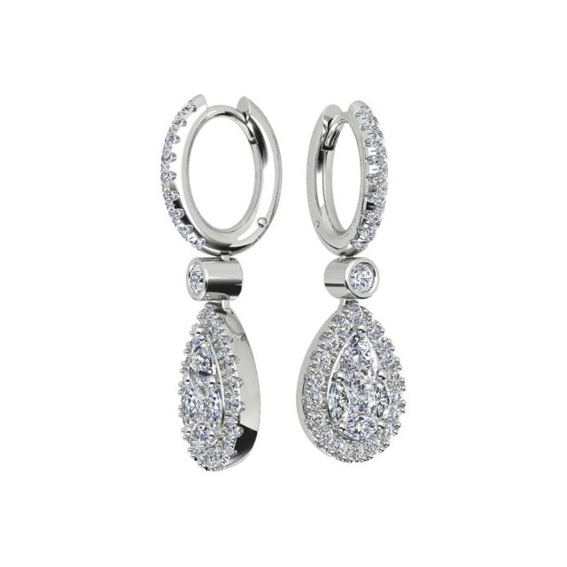 18ct White Gold 1.51ct Diamond-Set Drop Earrings