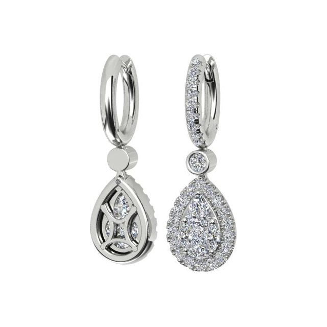 18ct White Gold 1.51ct Diamond-Set Drop Earrings