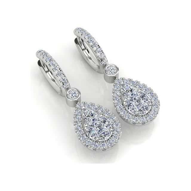 18ct White Gold 1.51ct Diamond-Set Drop Earrings