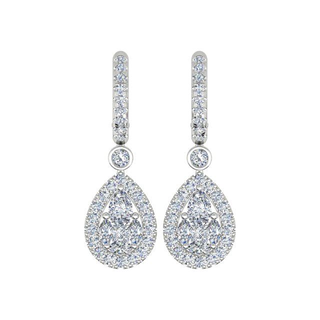 18ct White Gold 1.51ct Diamond-Set Drop Earrings