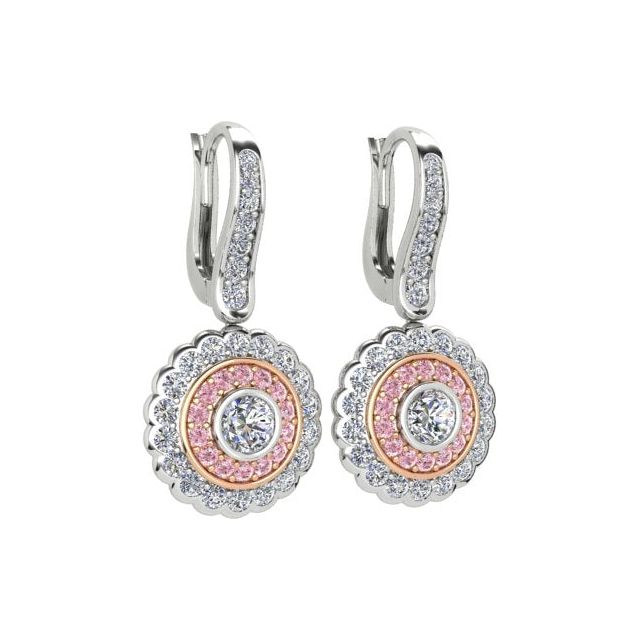18ct White & Rose Gold Argyle Origin Pink Diamond Halo Drop Earrings