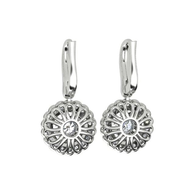 18ct White Gold 1.36ct Diamond Halo Drop Earrings