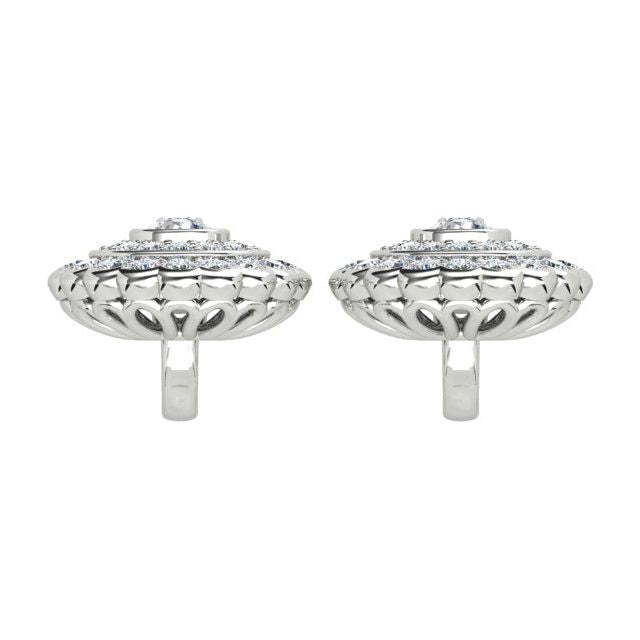 18ct White Gold 1.36ct Diamond Halo Drop Earrings