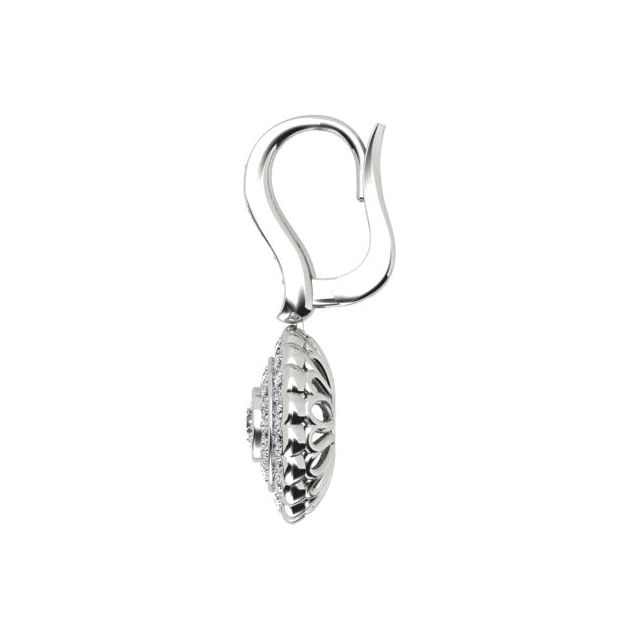 18ct White Gold 1.36ct Diamond Halo Drop Earrings