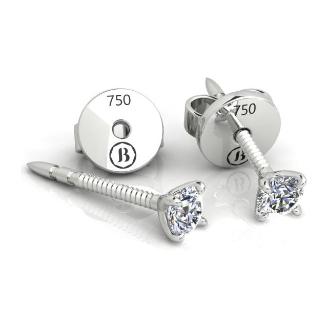 18ct White Gold 0.30ct Round Brilliant Diamond Stud Earrings