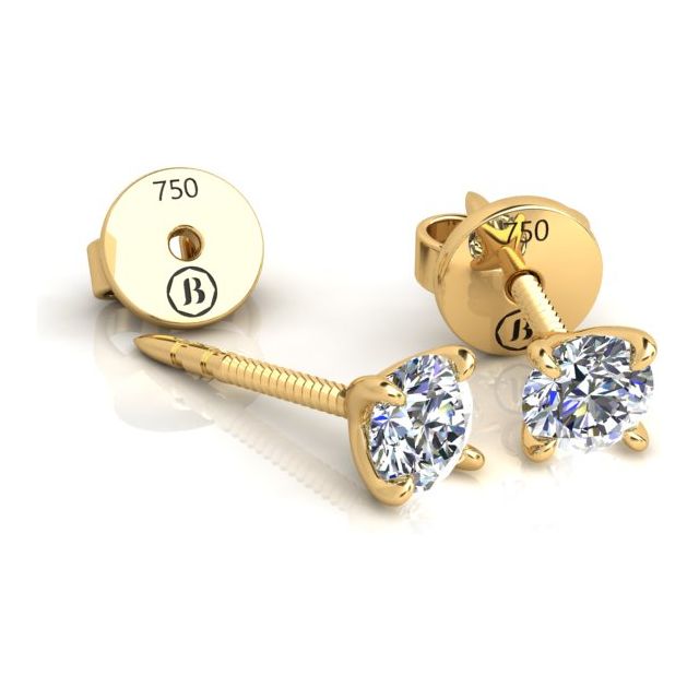 18ct Yellow Gold 0.50ct Round Brilliant Diamond Stud Earrings