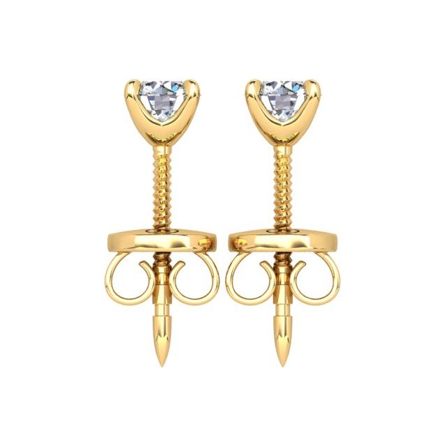 18ct Yellow Gold 0.50ct Round Brilliant Diamond Stud Earrings