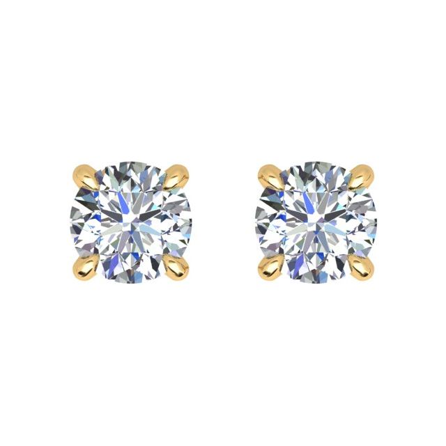 18ct Yellow Gold 0.50ct Round Brilliant Diamond Stud Earrings