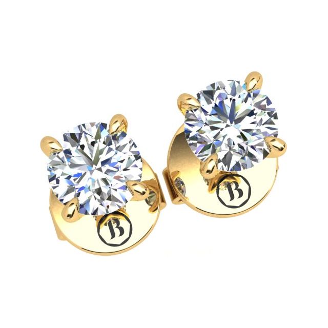 18ct Yellow Gold 0.50ct Round Brilliant Diamond Stud Earrings