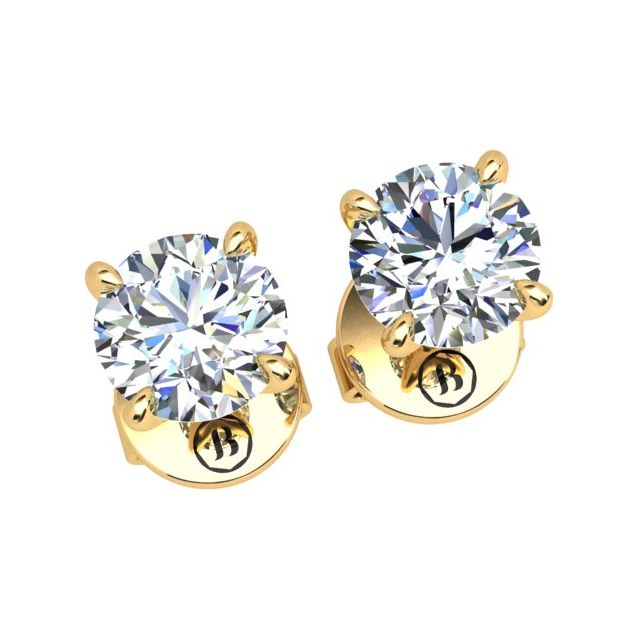 18ct Yellow Gold 0.60ct Round Brilliant Diamond Stud Earrings