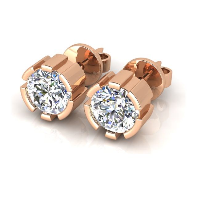 18ct Rose Gold 1.20ct Diamond Screw-Back Stud Earrings