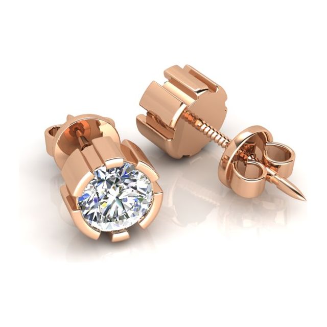 18ct Rose Gold 1.20ct Diamond Screw-Back Stud Earrings