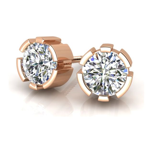 18ct Rose Gold 1.20ct Diamond Screw-Back Stud Earrings