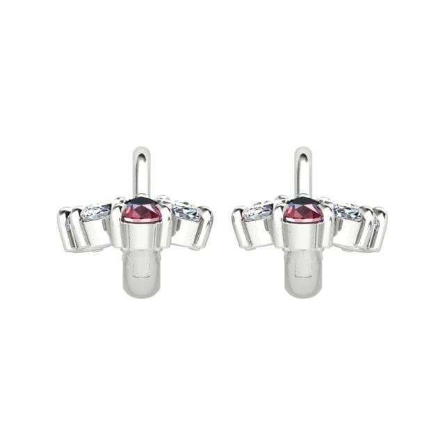 18ct White Gold Ruby & Diamond Floral Drop Earrings