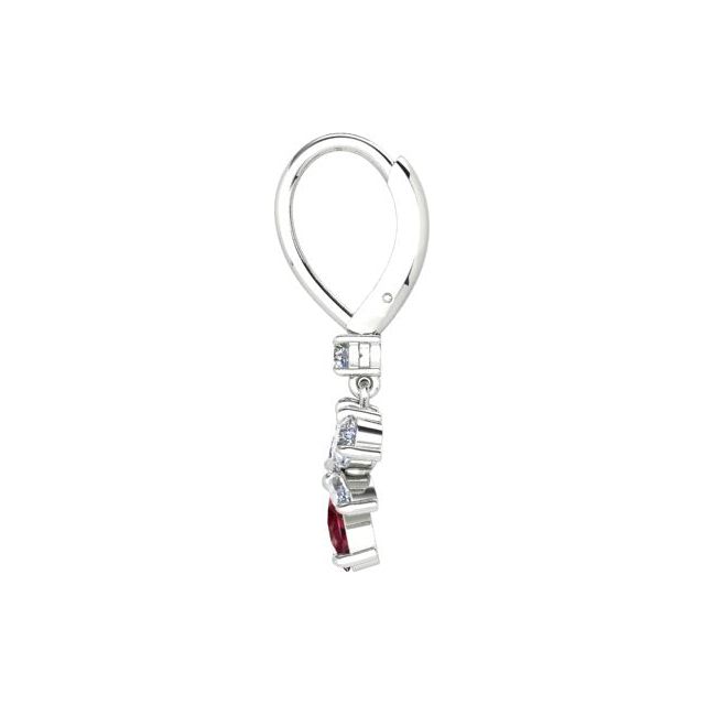 18ct White Gold Ruby & Diamond Floral Drop Earrings