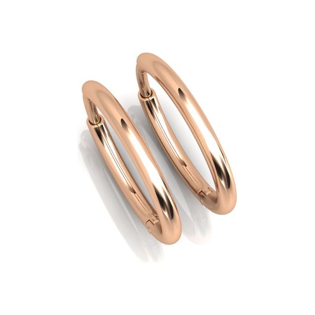 18ct Rose Gold Medium Oval Hoop Earrings