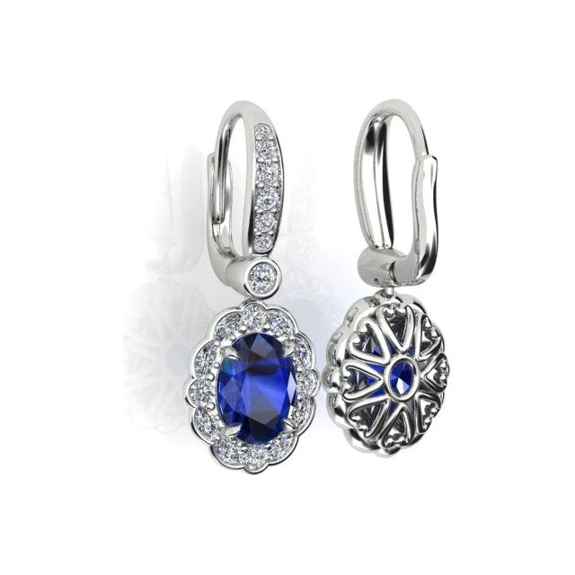 18ct White Gold Tanzanite & Diamond Set Halo Drop Earrings