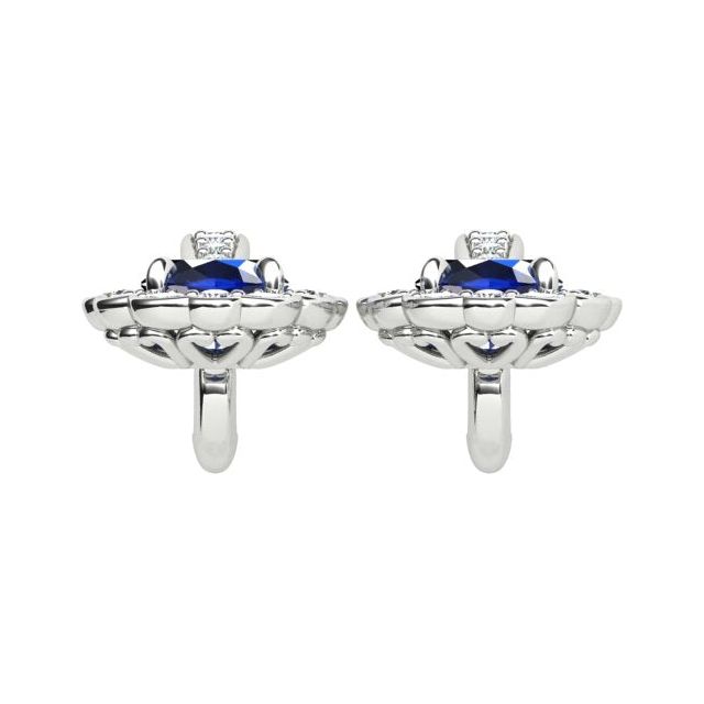 18ct White Gold Tanzanite & Diamond Set Halo Drop Earrings
