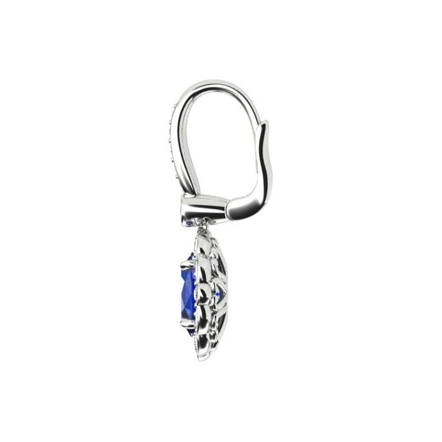 18ct White Gold Tanzanite & Diamond Set Halo Drop Earrings