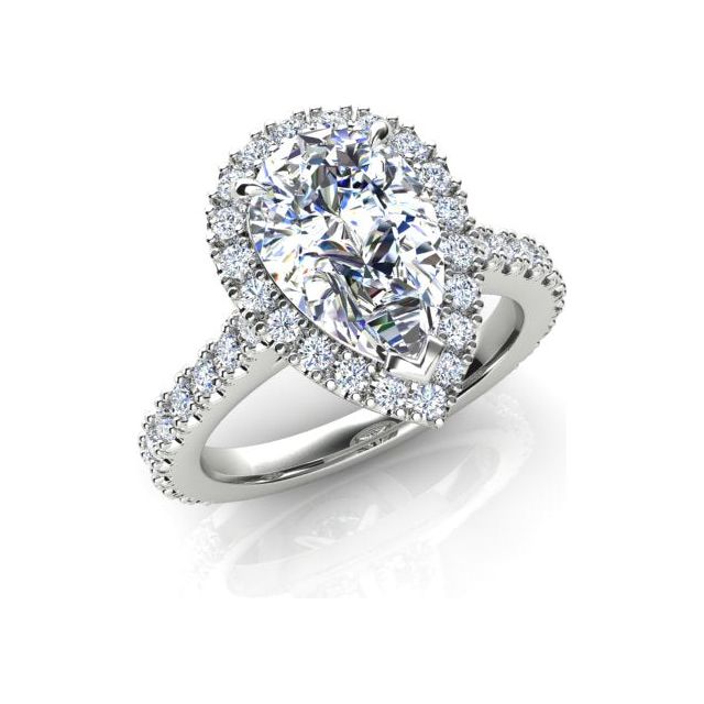 Platinum 1.92ct Diamond Halo-Style Engagement Ring